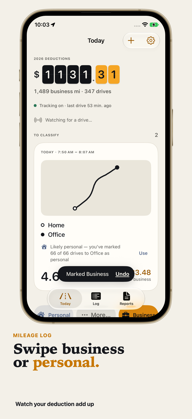 Swiping a drive to Business in Tallymile